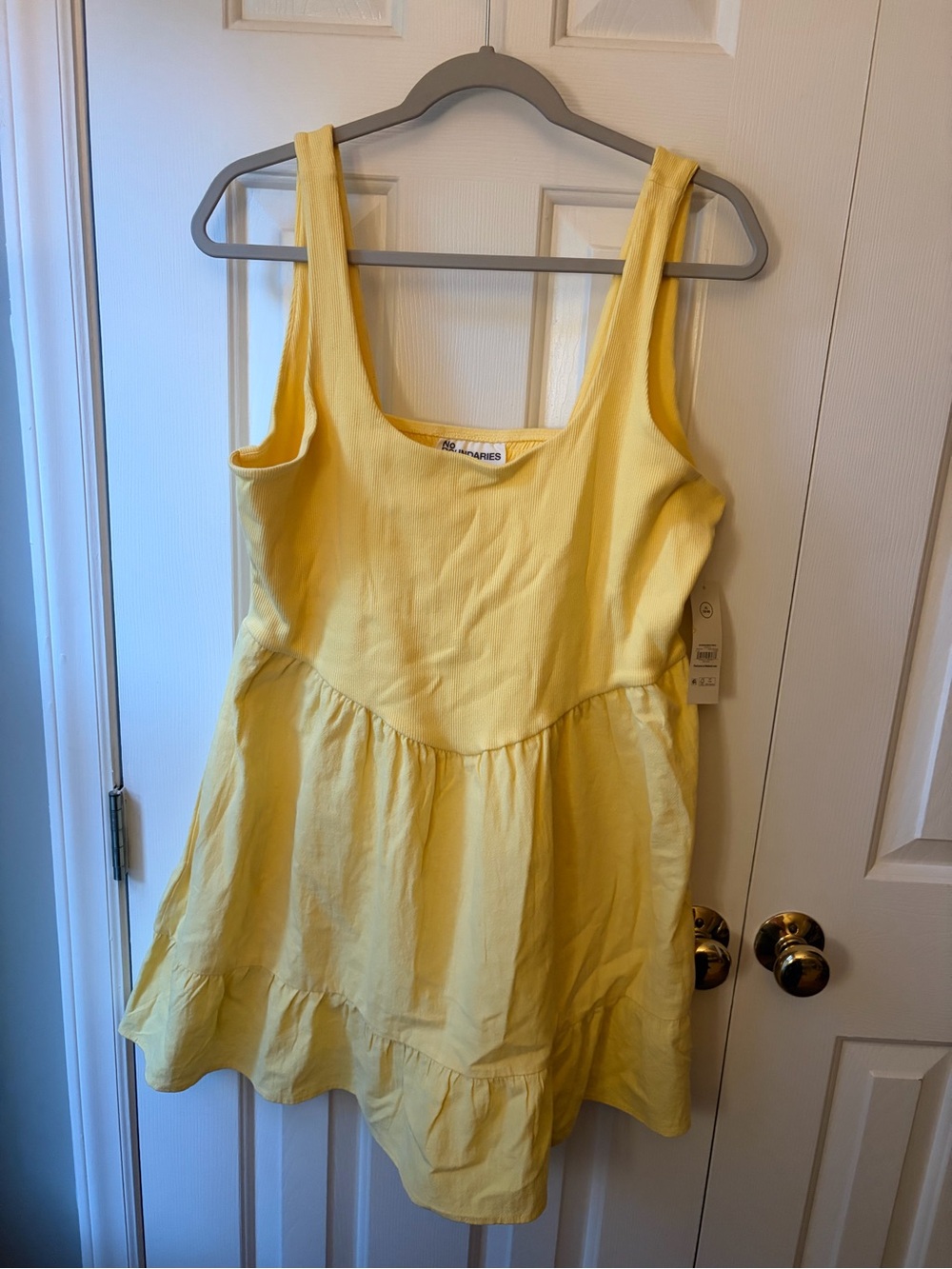 Yellow Sleeveless Drop Waist Tiered Dress